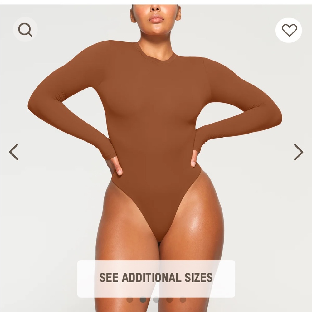 SKIMS Bronze (M) Fits Everybody long sleeve crewneck bodysuit. Gently worn.